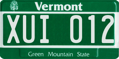 VT license plate XUI012
