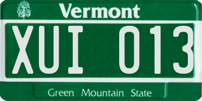 VT license plate XUI013