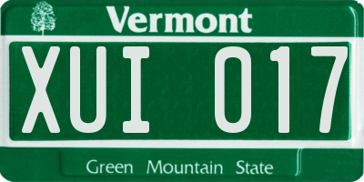 VT license plate XUI017