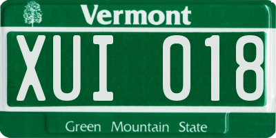 VT license plate XUI018