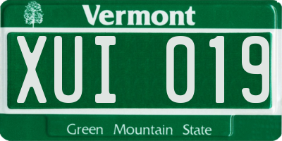 VT license plate XUI019