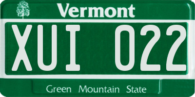 VT license plate XUI022