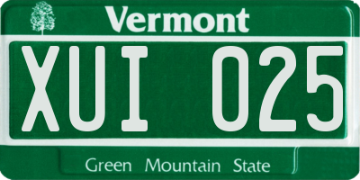 VT license plate XUI025