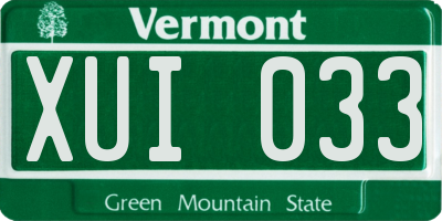 VT license plate XUI033