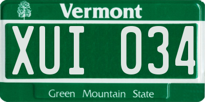 VT license plate XUI034