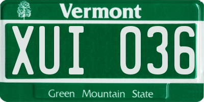 VT license plate XUI036