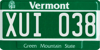 VT license plate XUI038