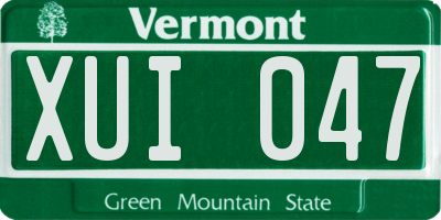 VT license plate XUI047