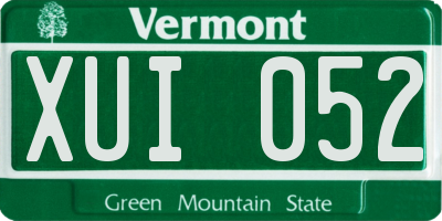 VT license plate XUI052