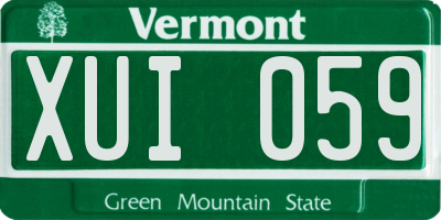 VT license plate XUI059