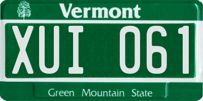 VT license plate XUI061