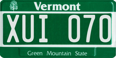 VT license plate XUI070