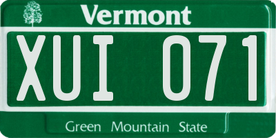 VT license plate XUI071