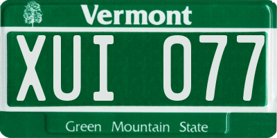 VT license plate XUI077