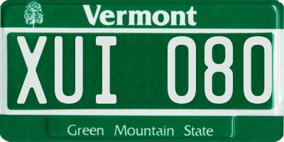 VT license plate XUI080
