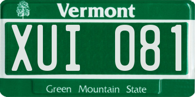 VT license plate XUI081