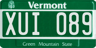 VT license plate XUI089