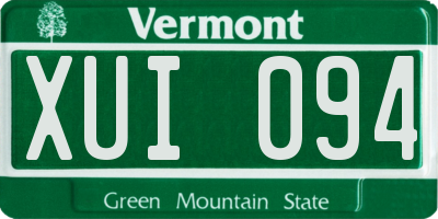 VT license plate XUI094