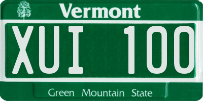 VT license plate XUI100