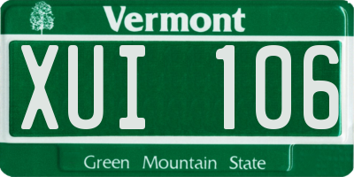 VT license plate XUI106