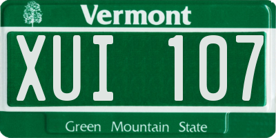 VT license plate XUI107
