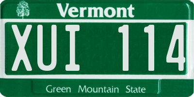 VT license plate XUI114