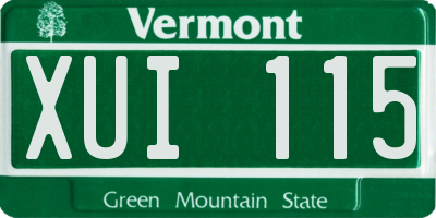 VT license plate XUI115