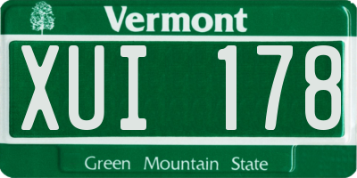 VT license plate XUI178