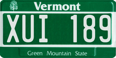 VT license plate XUI189