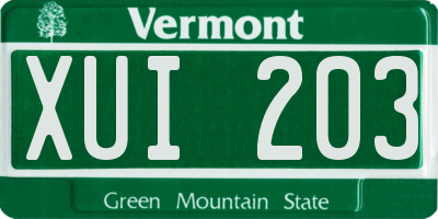 VT license plate XUI203
