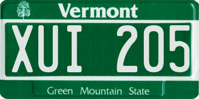 VT license plate XUI205