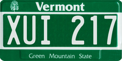VT license plate XUI217