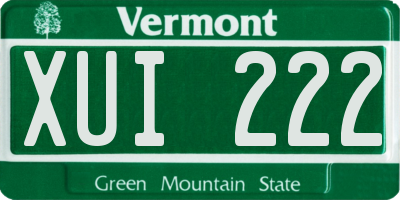 VT license plate XUI222