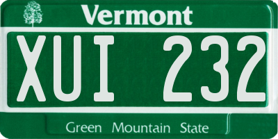 VT license plate XUI232
