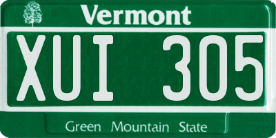 VT license plate XUI305