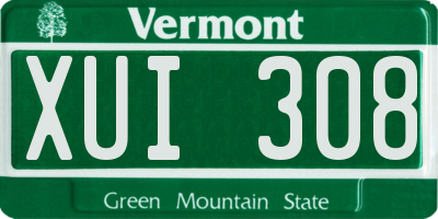 VT license plate XUI308