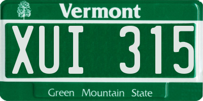 VT license plate XUI315
