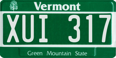 VT license plate XUI317