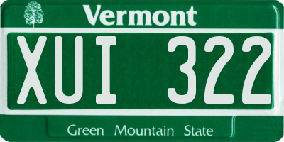 VT license plate XUI322