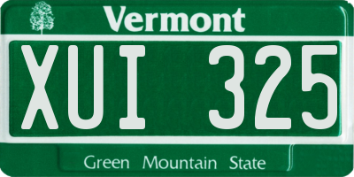 VT license plate XUI325