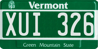 VT license plate XUI326