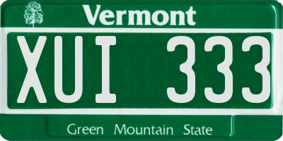 VT license plate XUI333