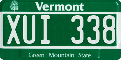 VT license plate XUI338