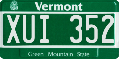 VT license plate XUI352
