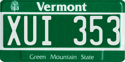VT license plate XUI353