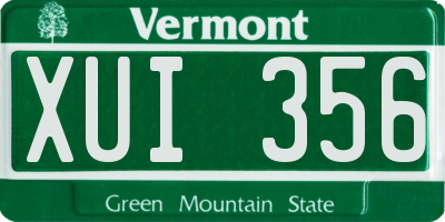 VT license plate XUI356