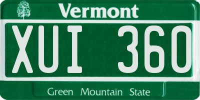 VT license plate XUI360