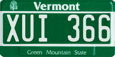 VT license plate XUI366