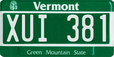 VT license plate XUI381