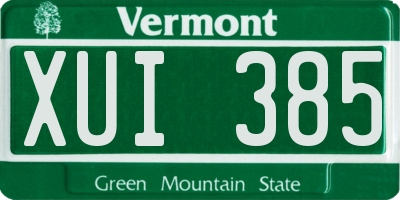 VT license plate XUI385